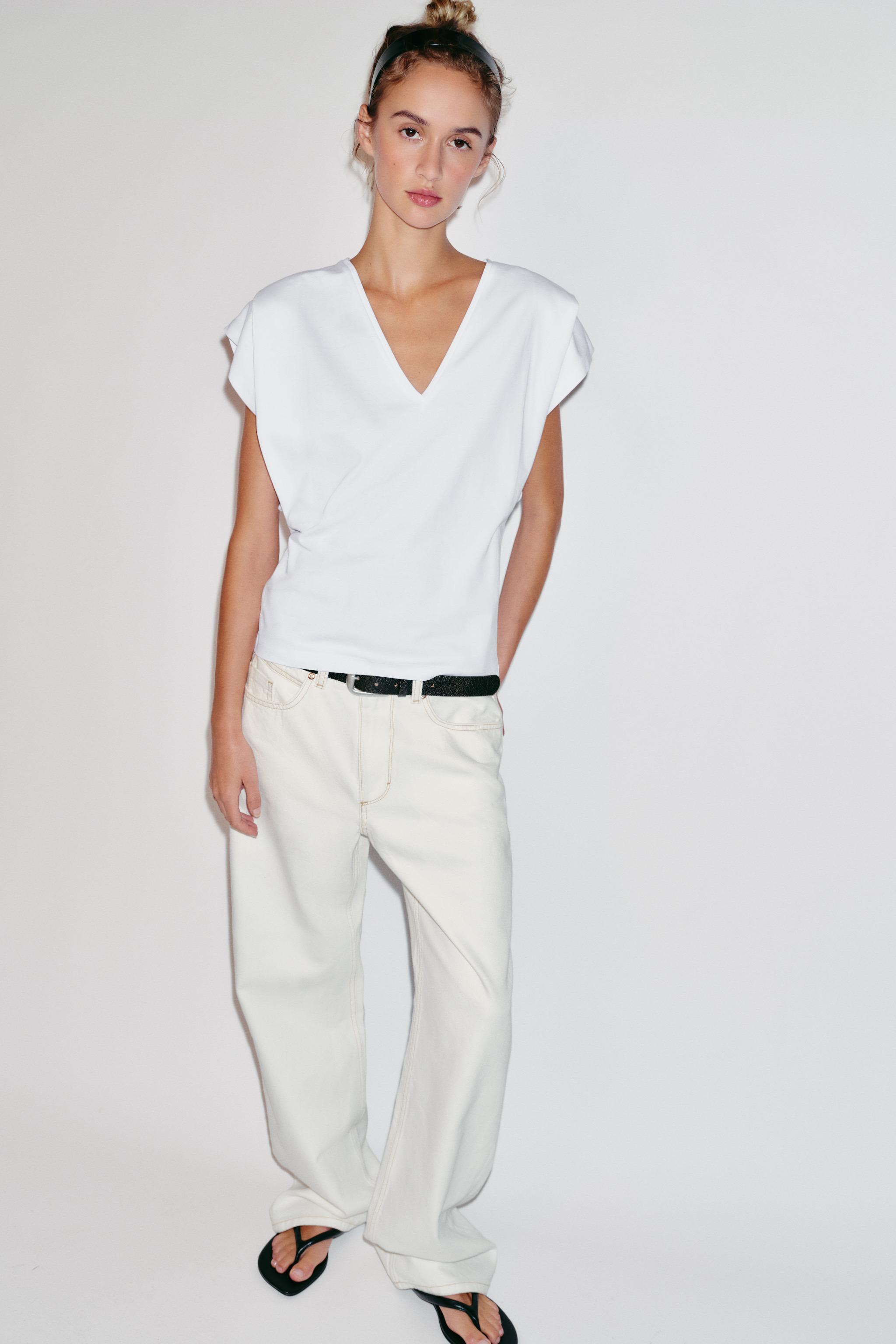 T-SHIRT EN COTON À COL V